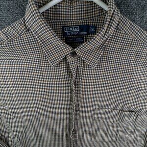 Ralph Lauren Lowell Sport Silk Cotton Men Long Sleeve Button Up Shirt Check XL